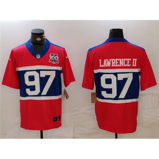 Men's New York Giants #97 Dexter Lawrence II Century Red 100TH Season Commemorative Limited Football Stitched Jersey