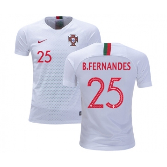 Portugal #25 B.Fernandes Away Kid Soccer Country Jersey