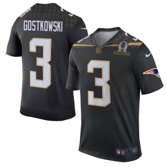 Men's Nike New England Patriots #3 Stephen Gostkowski Elite Black Team Irvin 2016 Pro Bowl NFL Jersey - Ujersey