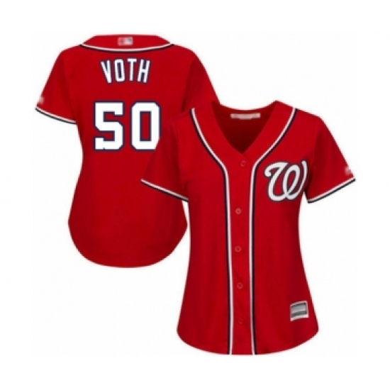 Women's Washington Nationals #50 Austin Voth Authentic Red Alternate 1 Cool Base Baseball Player Jersey - Ujersey