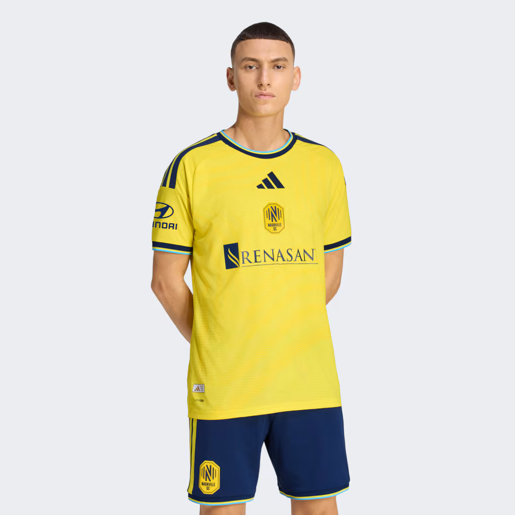 Men's Nashville SC adidas Yellow 2026 The Reverb Kit On-Field Authentic Patch Jersey - Ujersey