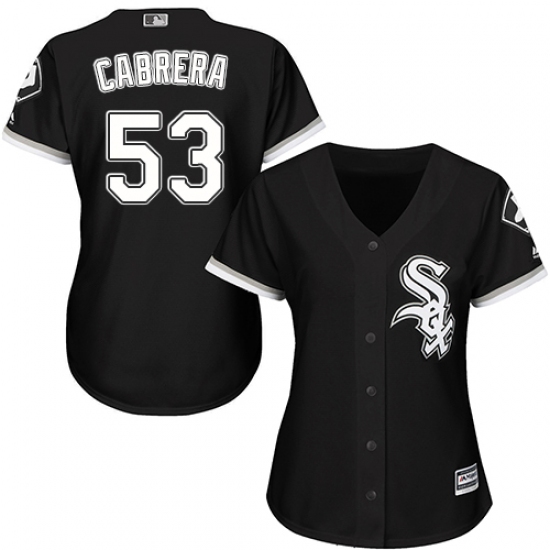 Women's Majestic Chicago White Sox #53 Melky Cabrera Replica Black Alternate Home Cool Base MLB Jersey - Ujersey