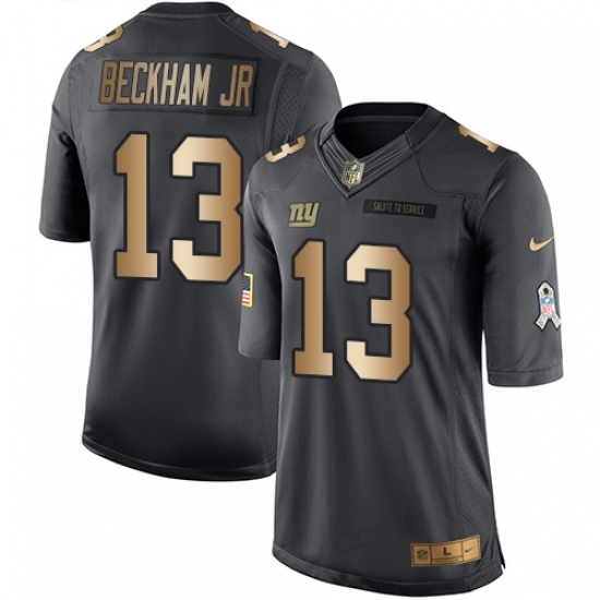 Youth Nike New York Giants #13 Odell Beckham Jr Limited Black/Gold Salute to Service NFL Jersey - Ujersey