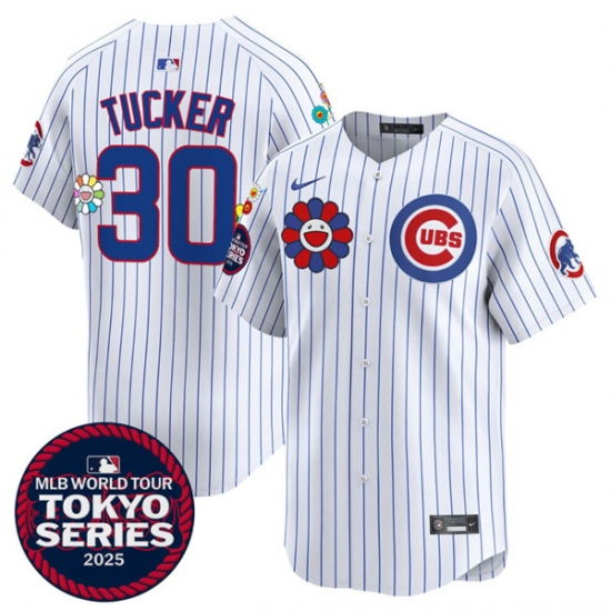 Men's Chicago Cubs #30 Kyle Tucker White 2025 Tokyo Series Limited Stitched Baseball Jersey - Ujersey