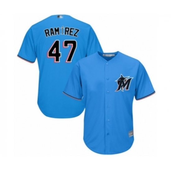 Youth Miami Marlins #47 Harold Ramirez Authentic Blue Alternate 1 Cool Base Baseball Player Jersey - Ujersey