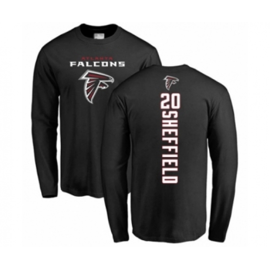 Football Atlanta Falcons #20 Kendall Sheffield Black Backer Long Sleeve T-Shirt - Ujersey