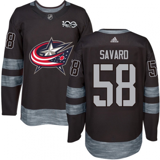 Men's Adidas Columbus Blue Jackets #58 David Savard Authentic Black 1917-2017 100th Anniversary NHL Jersey - Ujersey