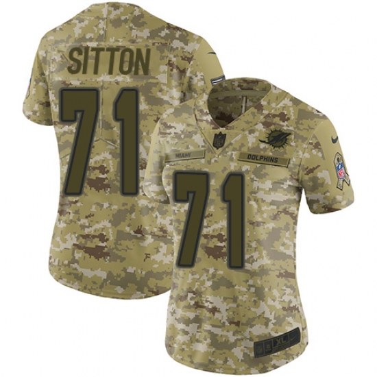 Women's Nike Miami Dolphins #71 Josh Sitton Limited Camo 2018 Salute to Service NFL Jersey - Ujersey