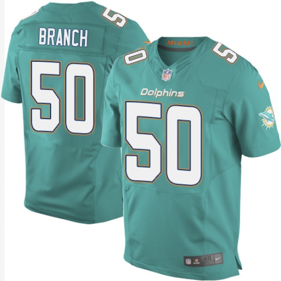 Men's Nike Miami Dolphins #50 Andre Branch Elite Aqua Green Team Color NFL Jersey - Ujersey