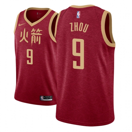 Men NBA 2018-19 Houston Rockets #9 Zhou Qi City Edition Red Jersey