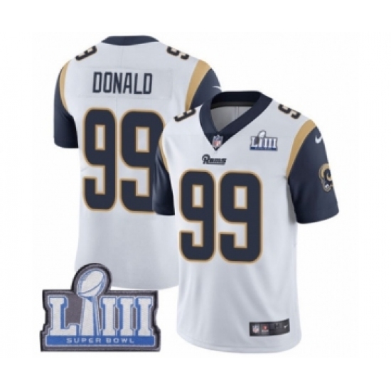 Youth Nike Los Angeles Rams #99 Aaron Donald White Vapor Untouchable Limited Player Super Bowl LIII Bound NFL Jersey - Ujersey
