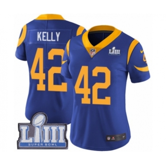 Women's Nike Los Angeles Rams #42 John Kelly Royal Blue Alternate Vapor Untouchable Limited Player Super Bowl LIII Bound NFL Jersey - Ujersey