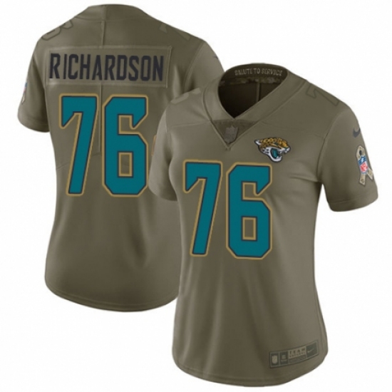 Women's Nike Jacksonville Jaguars #76 Will Richardson Limited Olive 2017 Salute to Service NFL Jersey - Ujersey