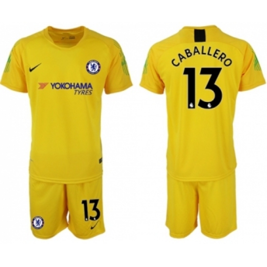 Chelsea #13 Caballero Yellow Goalkeeper Soccer Club Jersey