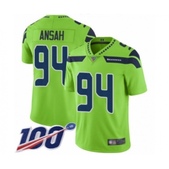 Youth Seattle Seahawks #94 Ezekiel Ansah Limited Green Rush Vapor Untouchable 100th Season Football Jersey - Ujersey
