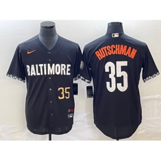 Men's Baltimore Orioles #35 Adley Rutschman Number Black 2023 City Connect Cool Base Stitched Jersey 2 - Ujersey