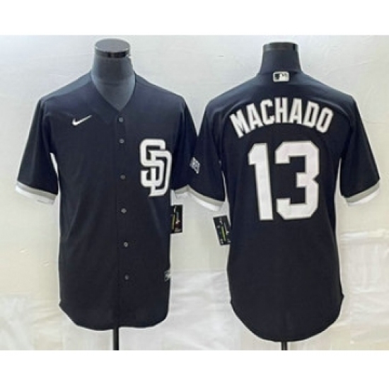 Men's San Diego Padres #13 Manny Machado Black 2023 Cool Base Stitched Jersey 1 - Ujersey