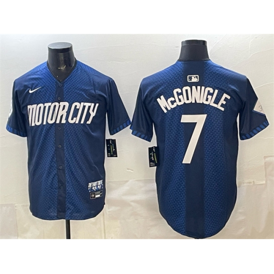 Men's Detroit Tigers #7 Kevin McGonigle Navy City Connect Cool Base Limited Stitched Jersey - Ujersey