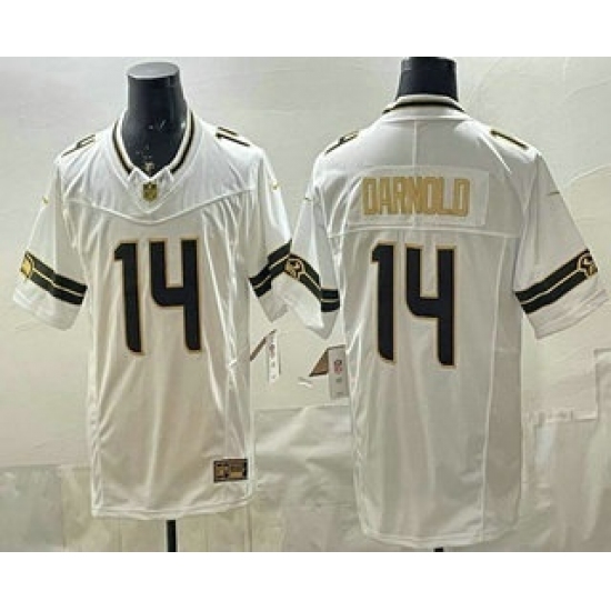 Men's Seattle Seahawks #14 Sam Darnold Limited White Gold FUSE Vapor Jersey - Ujersey