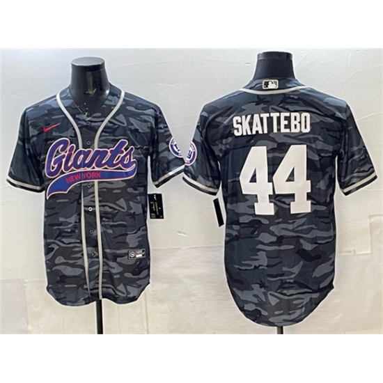 Men's New York Giants #44 Cam Skattebo Gray Camo With Cool Base Stitched Baseball Jersey - Ujersey