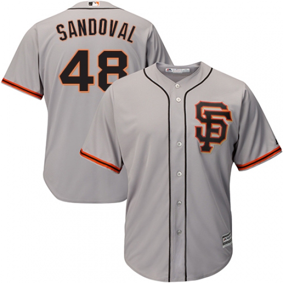 Youth Majestic San Francisco Giants #48 Pablo Sandoval Replica Grey Road 2 Cool Base MLB Jersey - Ujersey