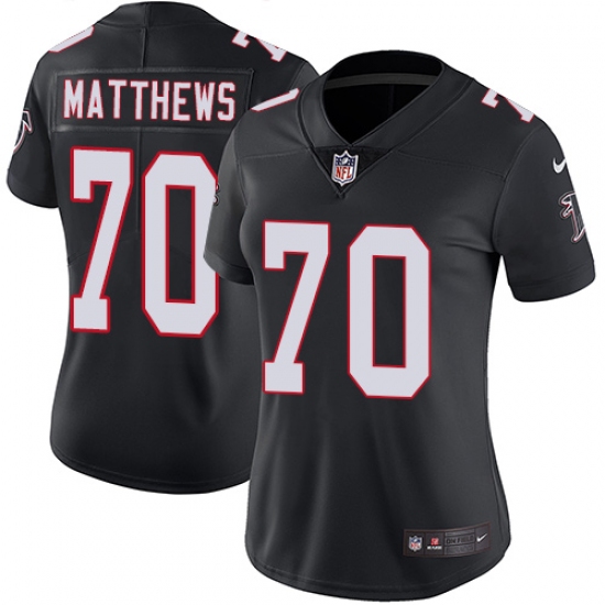 Women's Nike Atlanta Falcons #70 Jake Matthews Black Alternate Vapor Untouchable Limited Player NFL Jersey - Ujersey