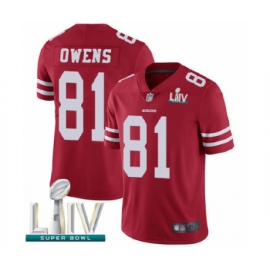 Men's San Francisco 49ers #81 Terrell Owens Red Team Color Vapor Untouchable Limited Player Super Bowl LIV Bound Football Jersey - Ujersey