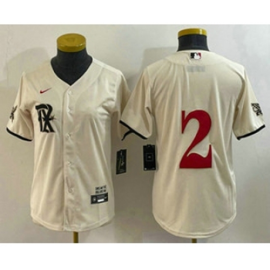 Women's Texas Rangers #2 Marcus Semien Cream 2023 City Connect Stitched Baseball Jersey - Ujersey