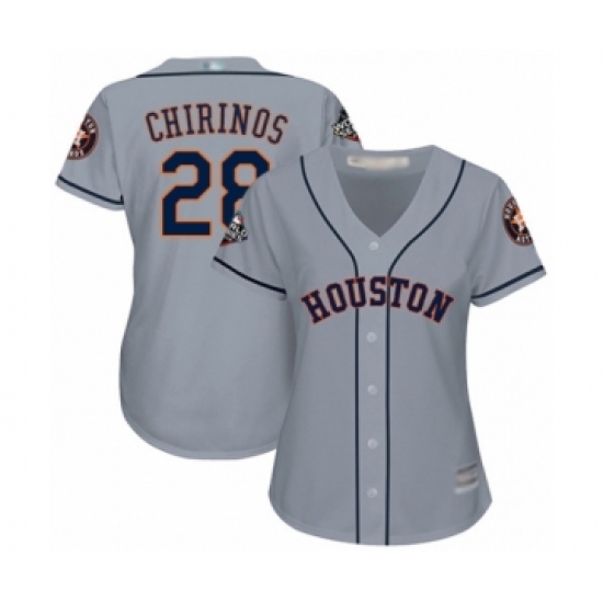 Women's Houston Astros #28 Robinson Chirinos Authentic Grey Road Cool Base 2019 World Series Bound Baseball Jersey - Ujersey