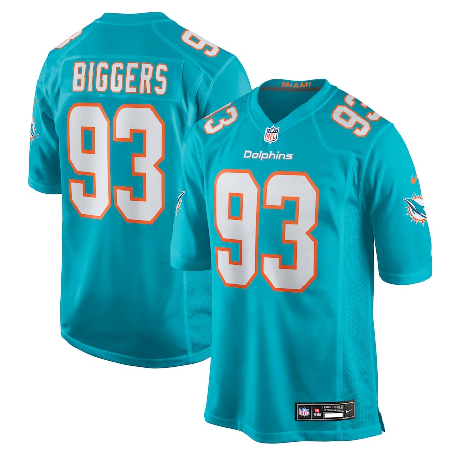 Men's Miami Dolphins Zeek Biggers Nike Aqua Team Game Jersey - Ujersey
