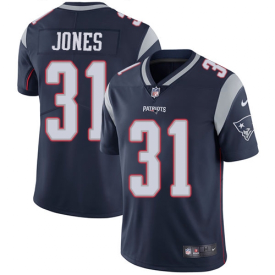 Youth Nike New England Patriots #31 Jonathan Jones Navy Blue Team Color Vapor Untouchable Limited Player NFL Jersey - Ujersey
