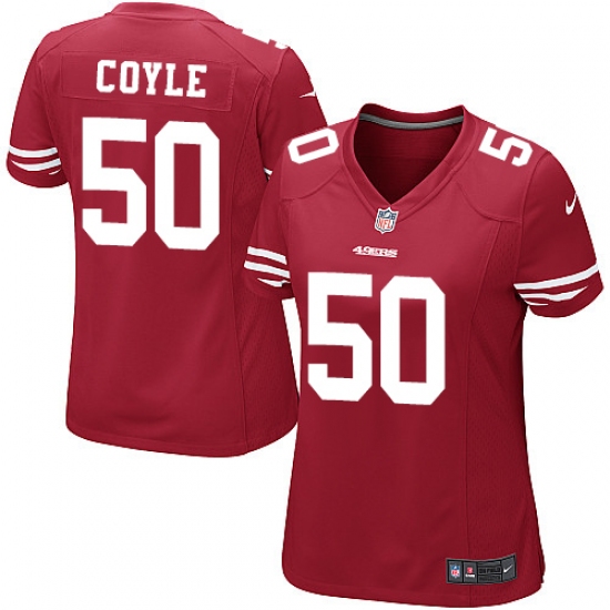 Women Nike San Francisco 49ers #50 Brock Coyle Game Red Team Color NFL Jersey - Ujersey
