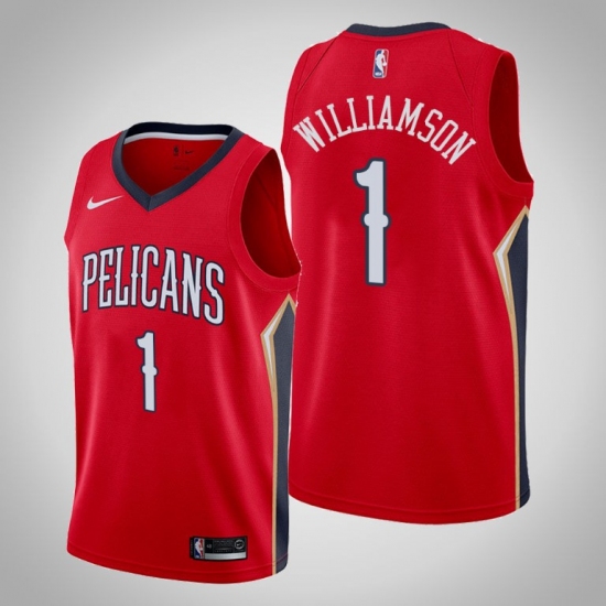 Men's Nike New Orleans Pelicans #1 Zion Williamson Red NBA Swingman Statement Edition Jersey - Ujersey