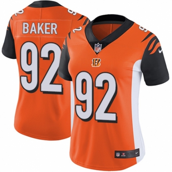 Women's Nike Cincinnati Bengals #92 Chris Baker Orange Alternate Vapor Untouchable Limited Player NFL Jersey - Ujersey