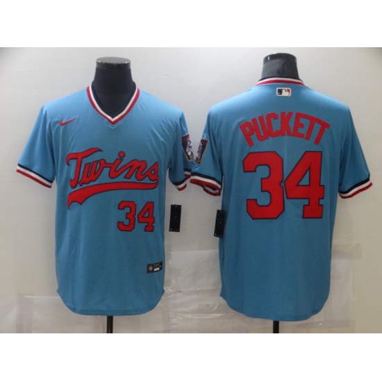 Men's Nike Minnesota Twins #34 Kirby Puckett Authentic Blue Jersey - Ujersey