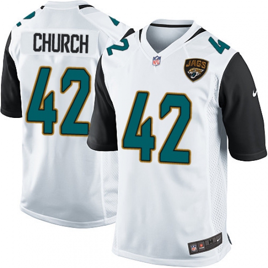 Men's Nike Jacksonville Jaguars #42 Barry Church Game White NFL Jersey - Ujersey