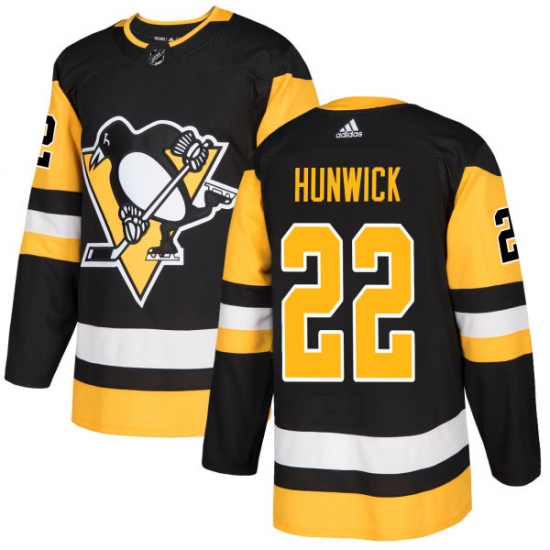 Youth Adidas Pittsburgh Penguins #22 Matt Hunwick Authentic Black Home NHL Jersey - Ujersey