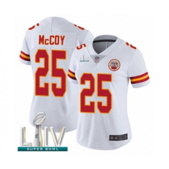 Women's Kansas City Chiefs #25 LeSean McCoy White Vapor Untouchable Limited Player Super Bowl LIV Bound Football Jersey - Ujersey