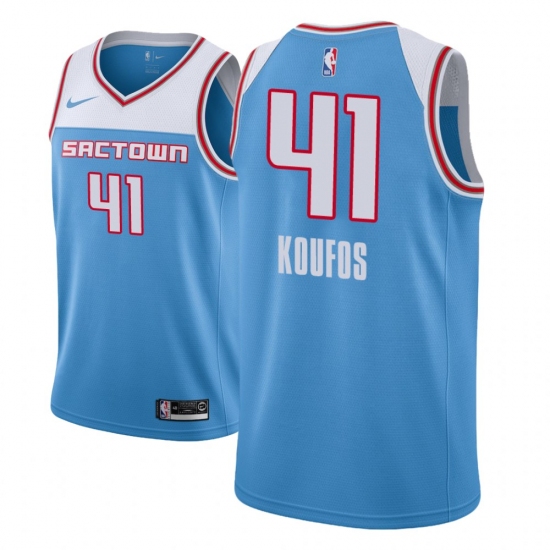 Men NBA 2018-19 Sacramento Kings #41 Kosta Koufos City Edition Blue Jersey - Ujersey