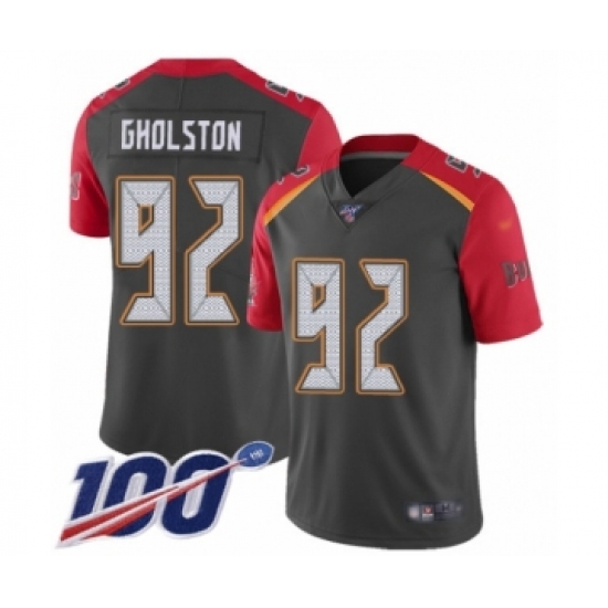 Men's Tampa Bay Buccaneers #92 William Gholston Limited Gray Inverted Legend 100th Season Football Jersey - Ujersey