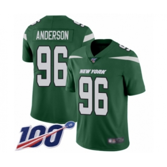 Men's New York Jets #96 Henry Anderson Green Team Color Vapor Untouchable Limited Player 100th Season Football Jersey - Ujersey