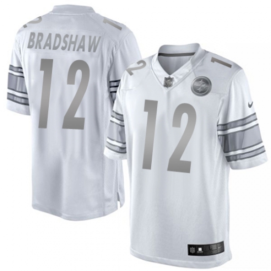Men's Nike Pittsburgh Steelers #12 Terry Bradshaw Limited White Platinum NFL Jersey - Ujersey