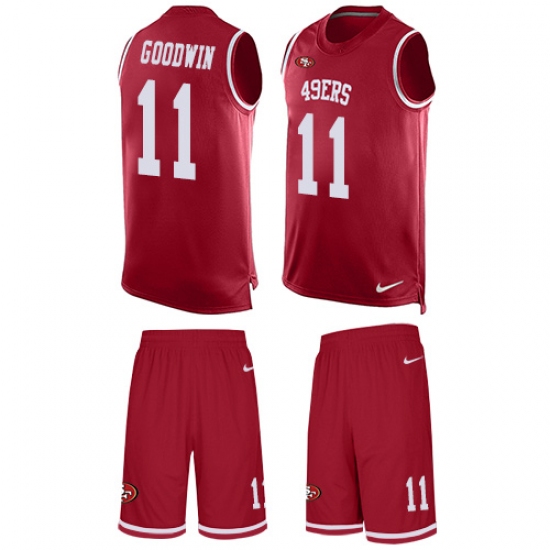 Men's Nike San Francisco 49ers #11 Marquise Goodwin Limited Red Tank Top Suit NFL Jersey - Ujersey