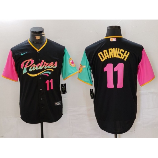 Men's San Diego Padres #11 Yu Darvish Black Player Number Fashion Baseball Jersey - Ujersey