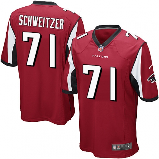 Men's Nike Atlanta Falcons #71 Wes Schweitzer Game Red Team Color NFL Jersey - Ujersey