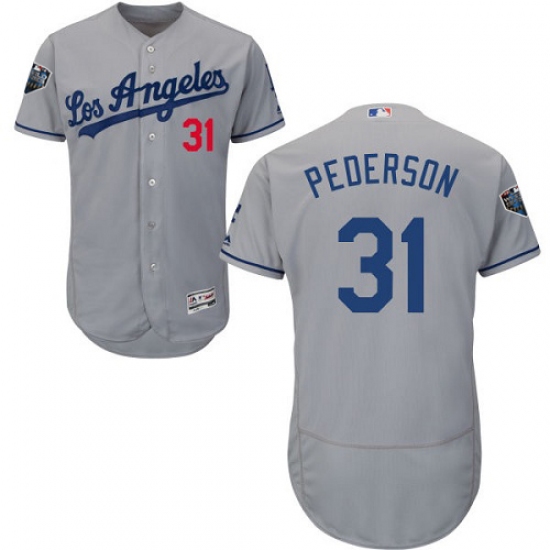 Men's Majestic Los Angeles Dodgers #31 Joc Pederson Grey Road Flex Base Authentic Collection 2018 World Series MLB Jersey - Ujersey