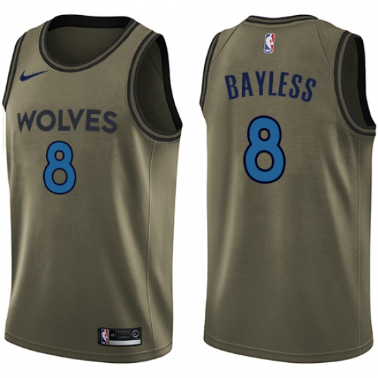Men's Nike Minnesota Timberwolves #8 Jerryd Bayless Swingman Green Salute to Service NBA Jersey - Ujersey