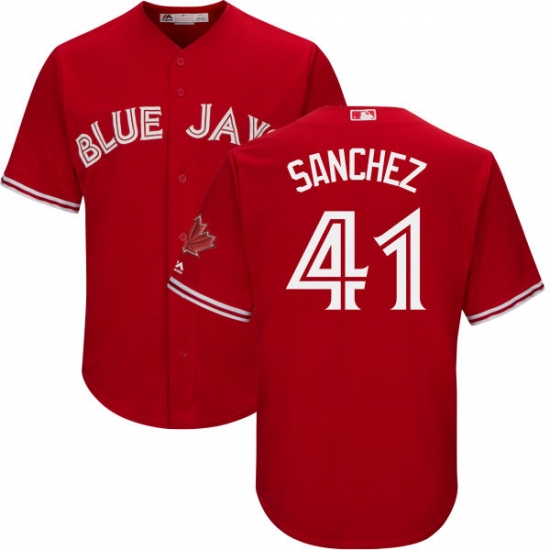 Youth Majestic Toronto Blue Jays #41 Aaron Sanchez Authentic Scarlet Alternate MLB Jersey - Ujersey