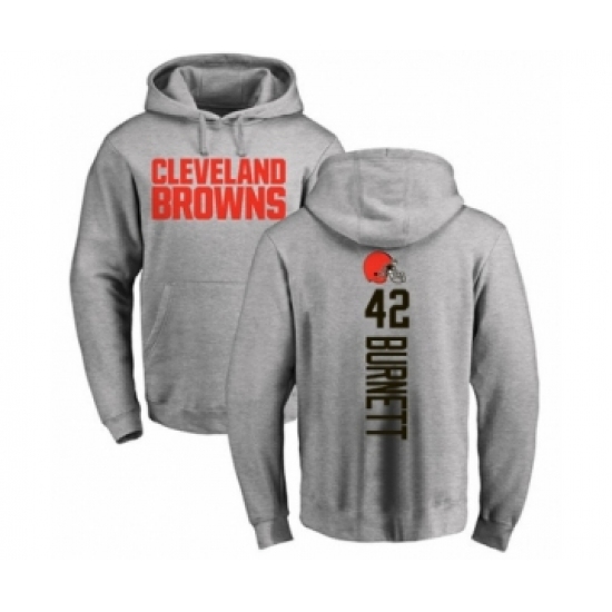 Football Cleveland Browns #42 Morgan Burnett Ash Backer Pullover Hoodie - Ujersey
