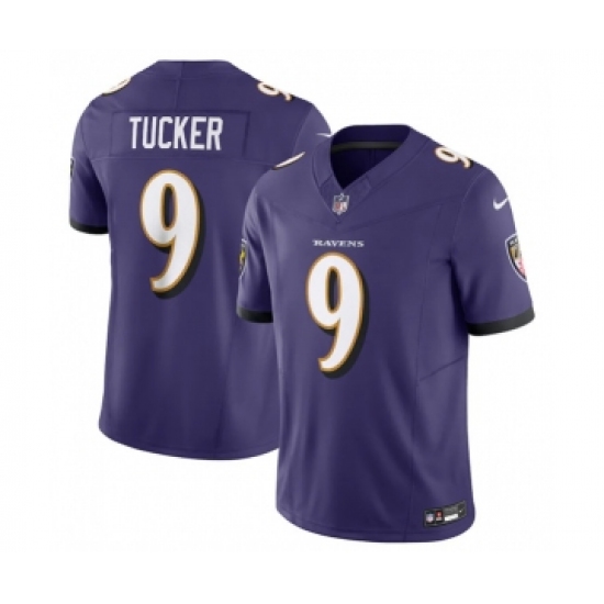 Men's Baltimore Ravens #9 Justin Tucker Purple 2023 F.U.S.E Vapor Jersey - Ujersey